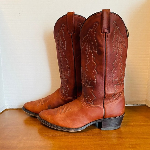 Vintage Dan Post Marlboro Mens Leather USA Hand Made Western Boots, 9D. - Picture 7 of 9